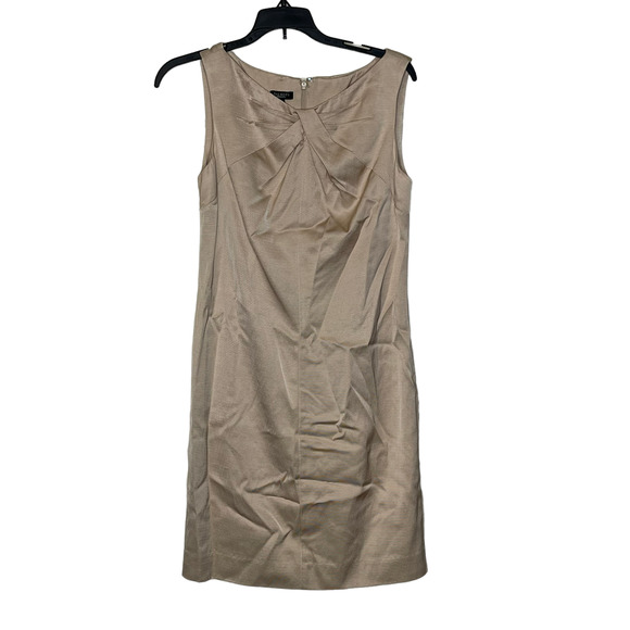 Talbots Sleeveless Sheath Dress Size 6 Tan Womens Cotton Blend Lined Back Zip - Picture 1 of 6